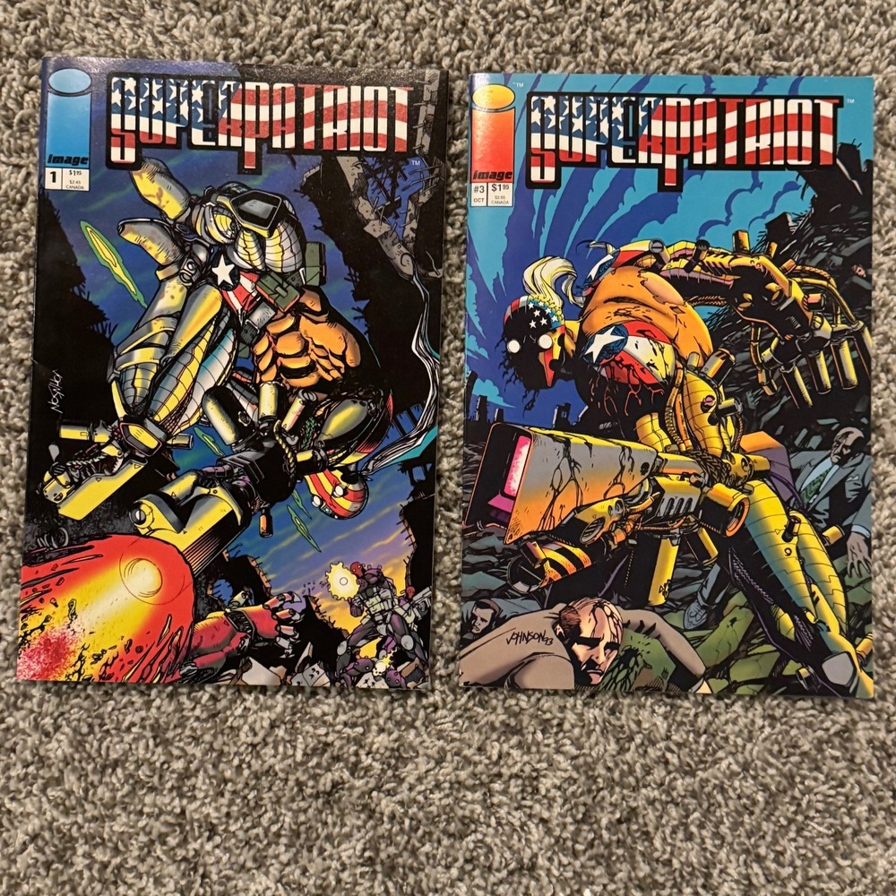 Superpatriot 1 & 3 Image Comics Ungraded Super Patriot Comic Book‎ Graphic Novel
